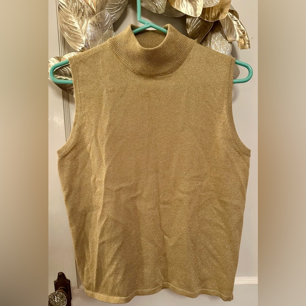 Casual Corner Gold Tinsel Sleeveless Knit Top